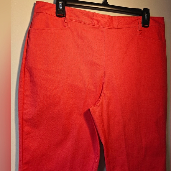 Womens SZ 14 - 16  Salmon Pink Orange Back Seam Zipper Pants Cropped Jeans - Picture 4 of 5